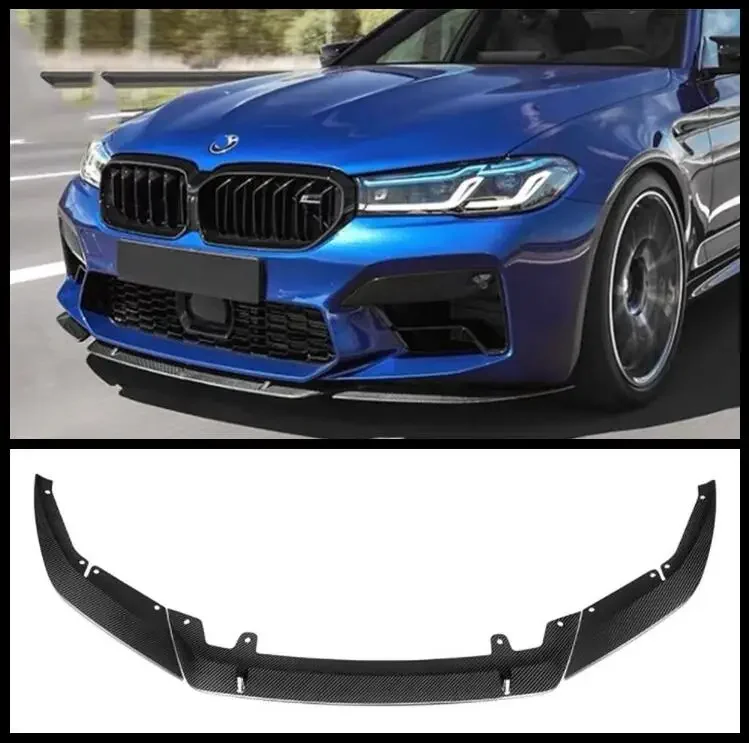 3PCS/SET ST Style Real Carbon Fiber Front Bumper Lip Splitters Cup Flaps Cover For BMW 5 Series F90 M5 LCI 2020 2021 2022 2023