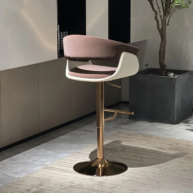 

High Lounge Bar Chair Nordic Vintage Gold Counter Bar Chair Metalic Adjustable taburetes para barra de cocina Luxury Furniture