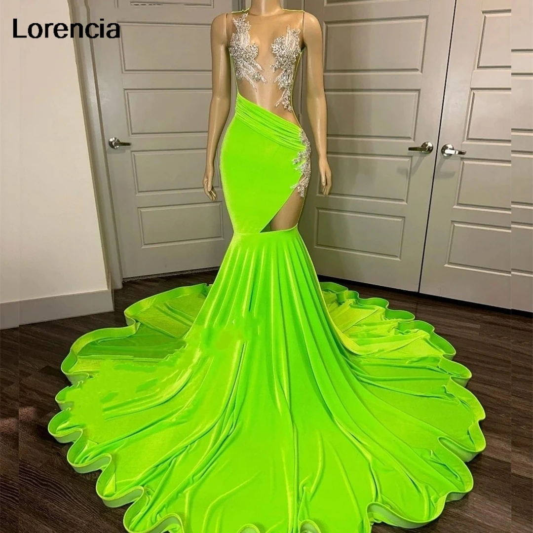 Lorencia-Vestido longo de baile de sereia feminino, vestido de strass, ver através do vestido, festa africana, Blackgirl, 2021, YPD37