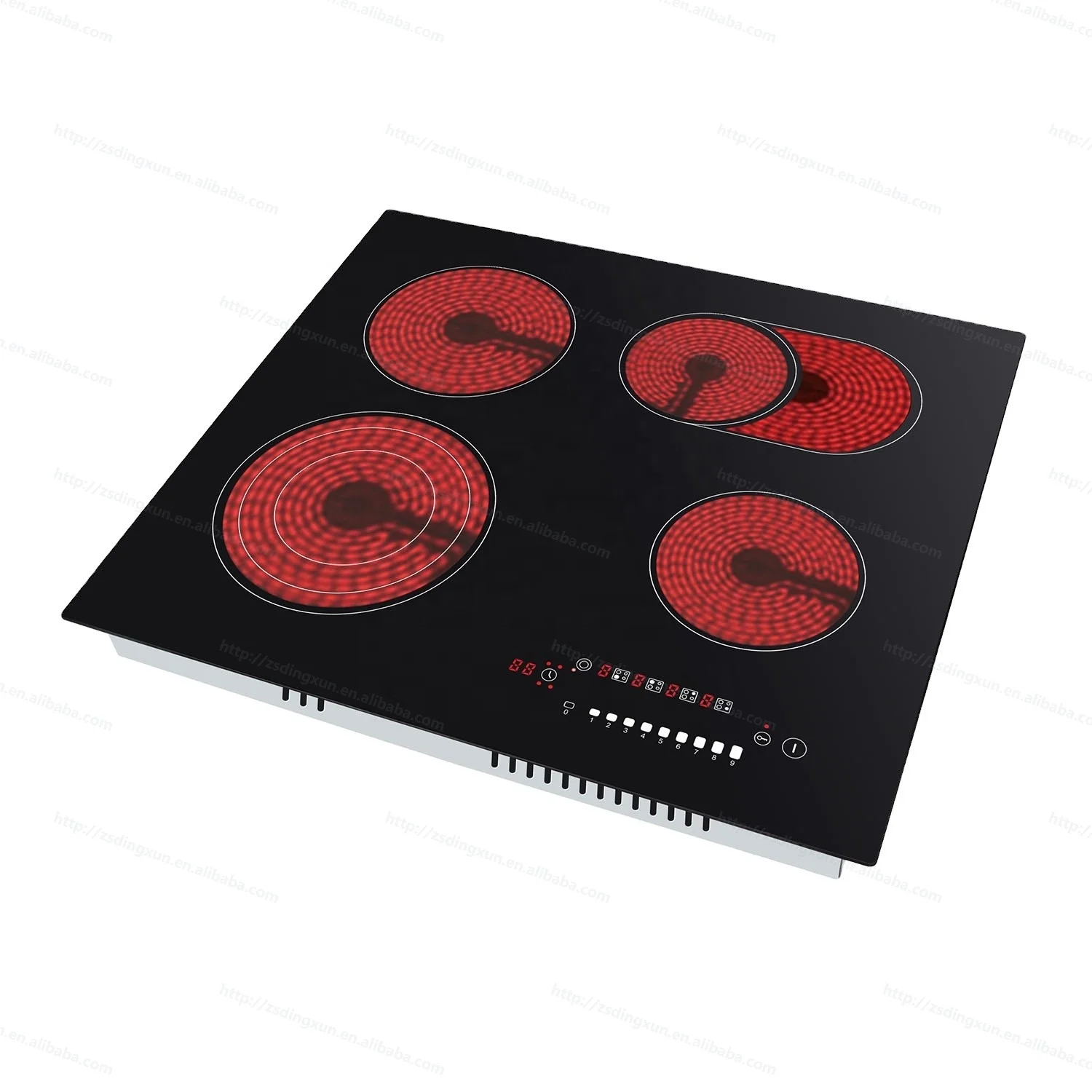 7200W 4 Burners Built-in Electric Plastic Housing Microlite Panel Touch Control Waterproof Cooktop for Commercial & Hotel Use