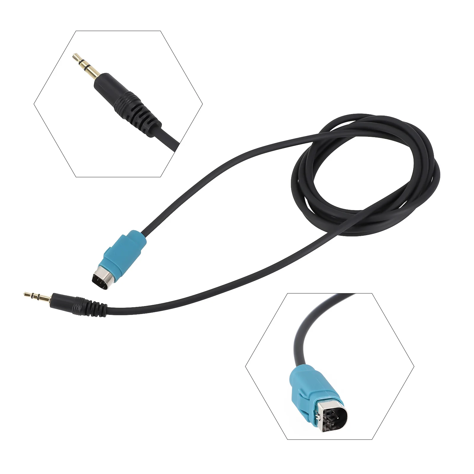 For ALPINE KCE-236B Specific 3.5mm Aux Interface Cable to Route Audio from Portable Devices into Car Stereo Inputs