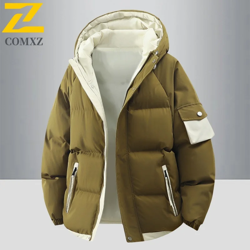 زوجين سترة قطن 2025 عنصر جديد وهمية قطعتين سميكة يندبروف الدافئة مقنعين سترات في الهواء الطلق عادية تنوعا سستة معطف القطن #5