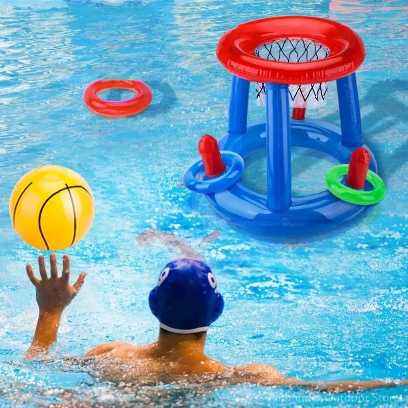 Inflatable Basketball Rack SwimmingPool Toy Water Parentchild Throwing Game Hoop Beach Toy Set Summer Beach Fun Outdoors Article