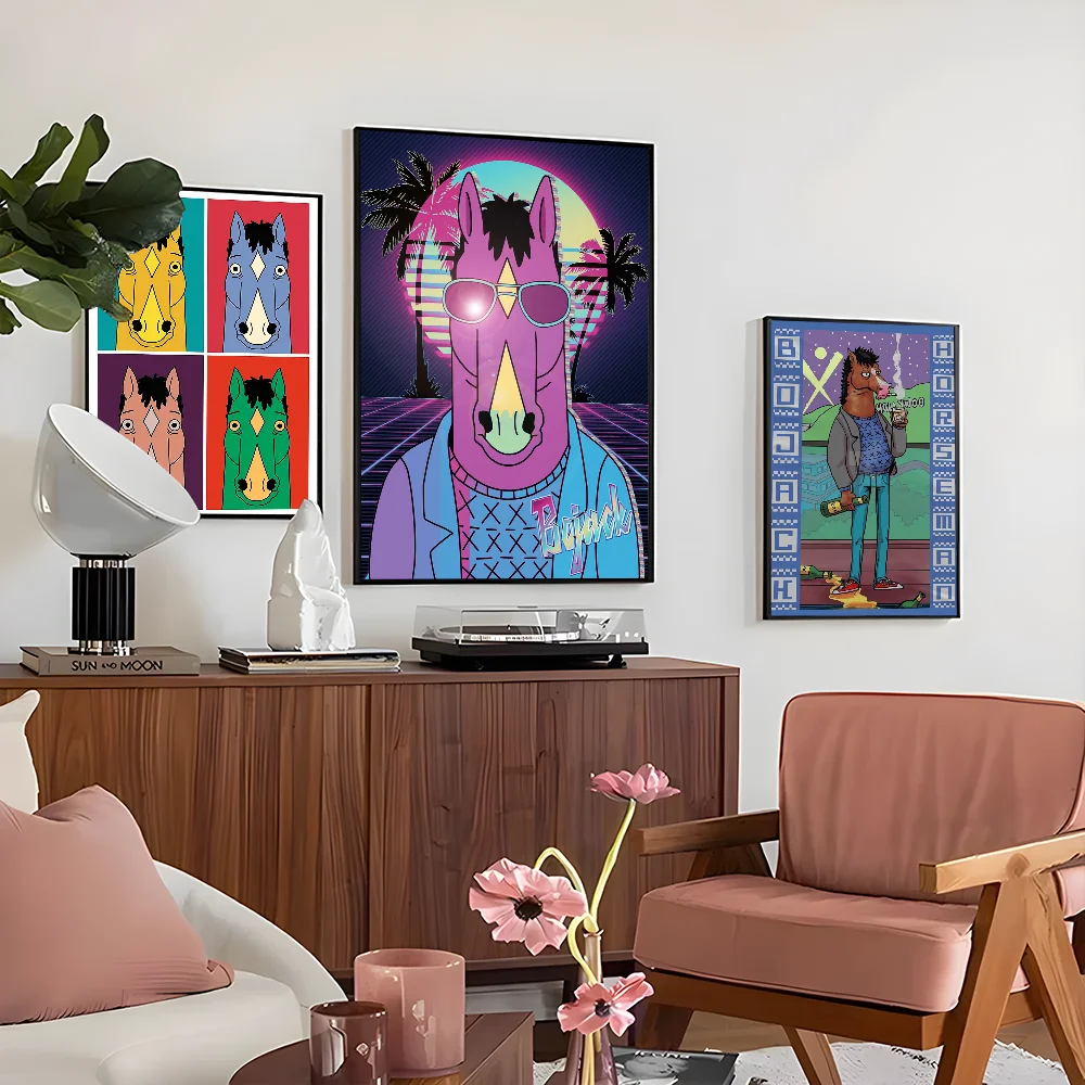 1PC Anime B-BoJack cavaliere Poster autoadesivo arte impermeabile adesivo di carta Coffee House Bar Room Wall Decor