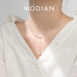 MODIAN Gold Color Wheat Ears Pearl Pendant Necklace for Women 925 Sterling Silver Luxury Wedding Necklace Fashion Fine Jewelry