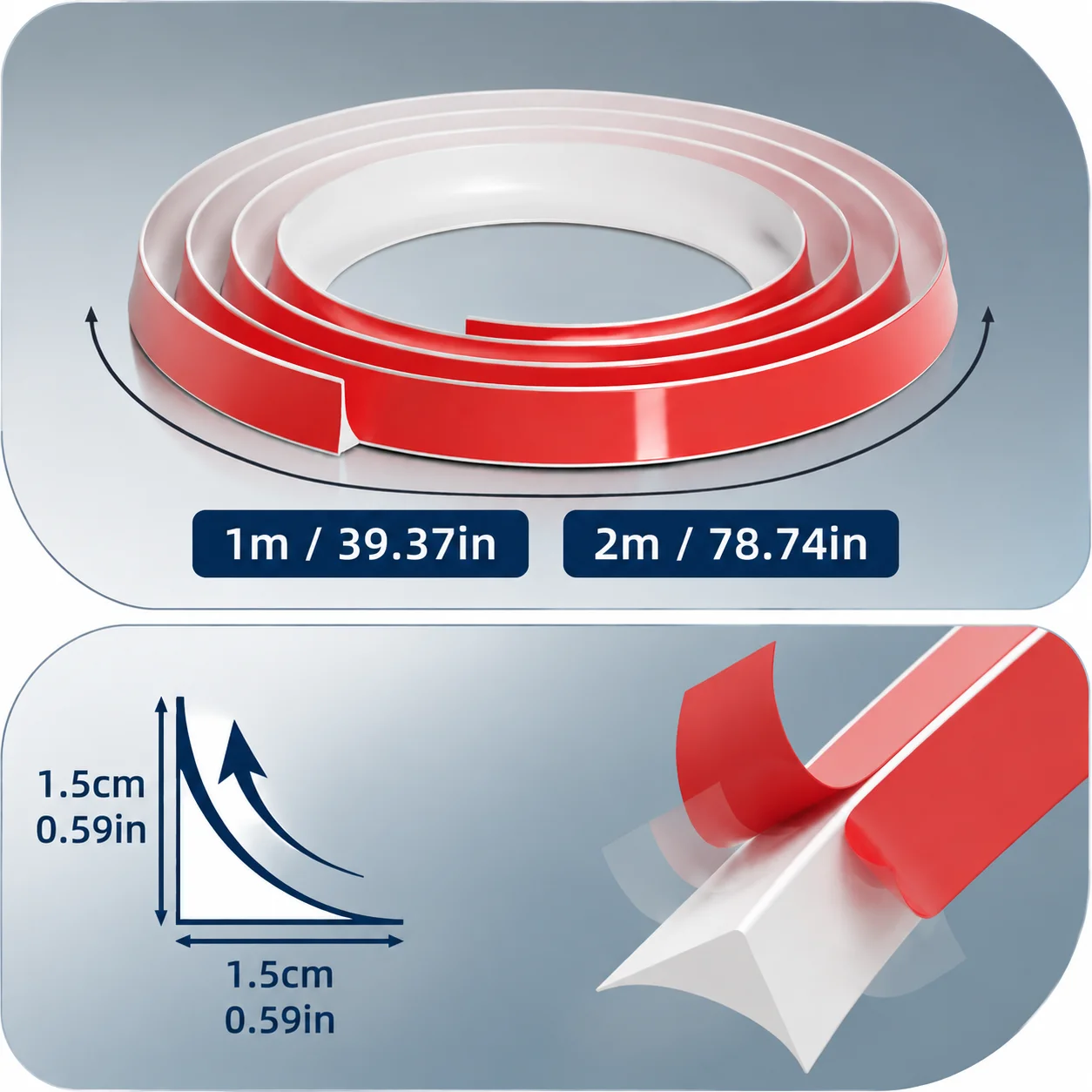 1PC 1/2M PVC Quarter Round Trim, Peel and Stick Flexible Decorative Strip, Self Adhesive Wall Corner Molding for Baseboard