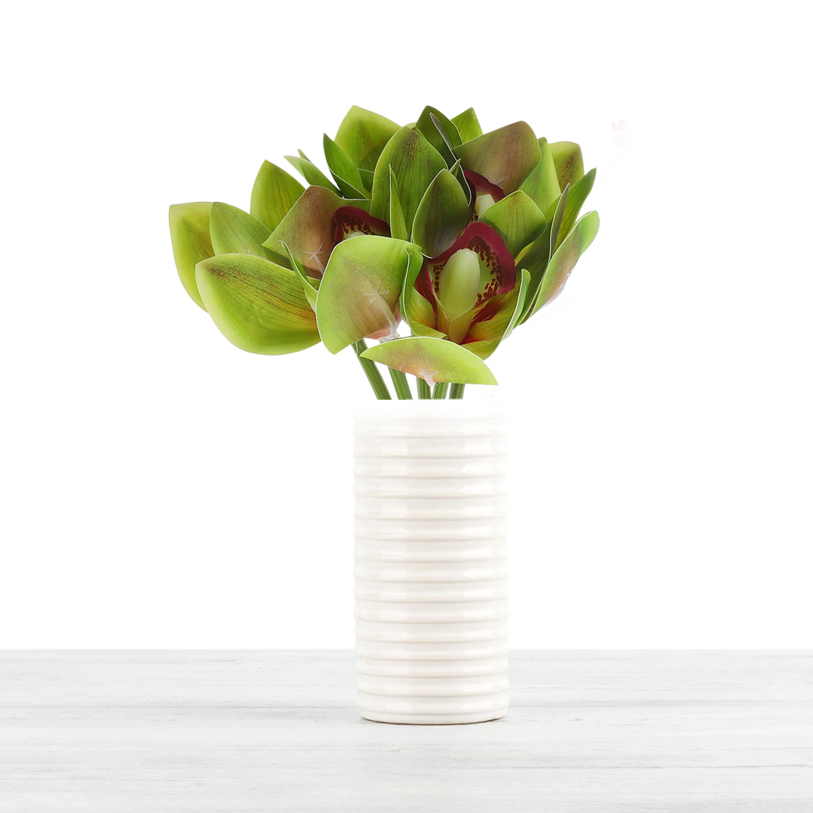 

12 Pcs Artificial Orchid Flowers for Vase Home Decor Stems Plants Outdoor Cymbidium