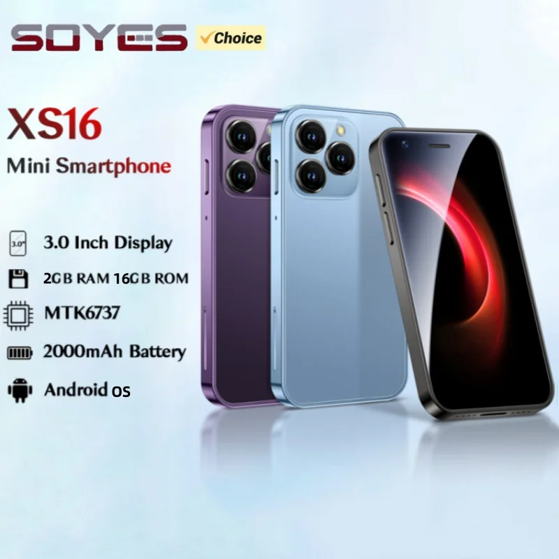 SOYES XS16 Mini 4G Smartphone 3.0inches IPS MTK 2GB RAM 16GB ROM Dual SIM 5MP Camera Type-C Ultra Light WIFI Android CellPhone