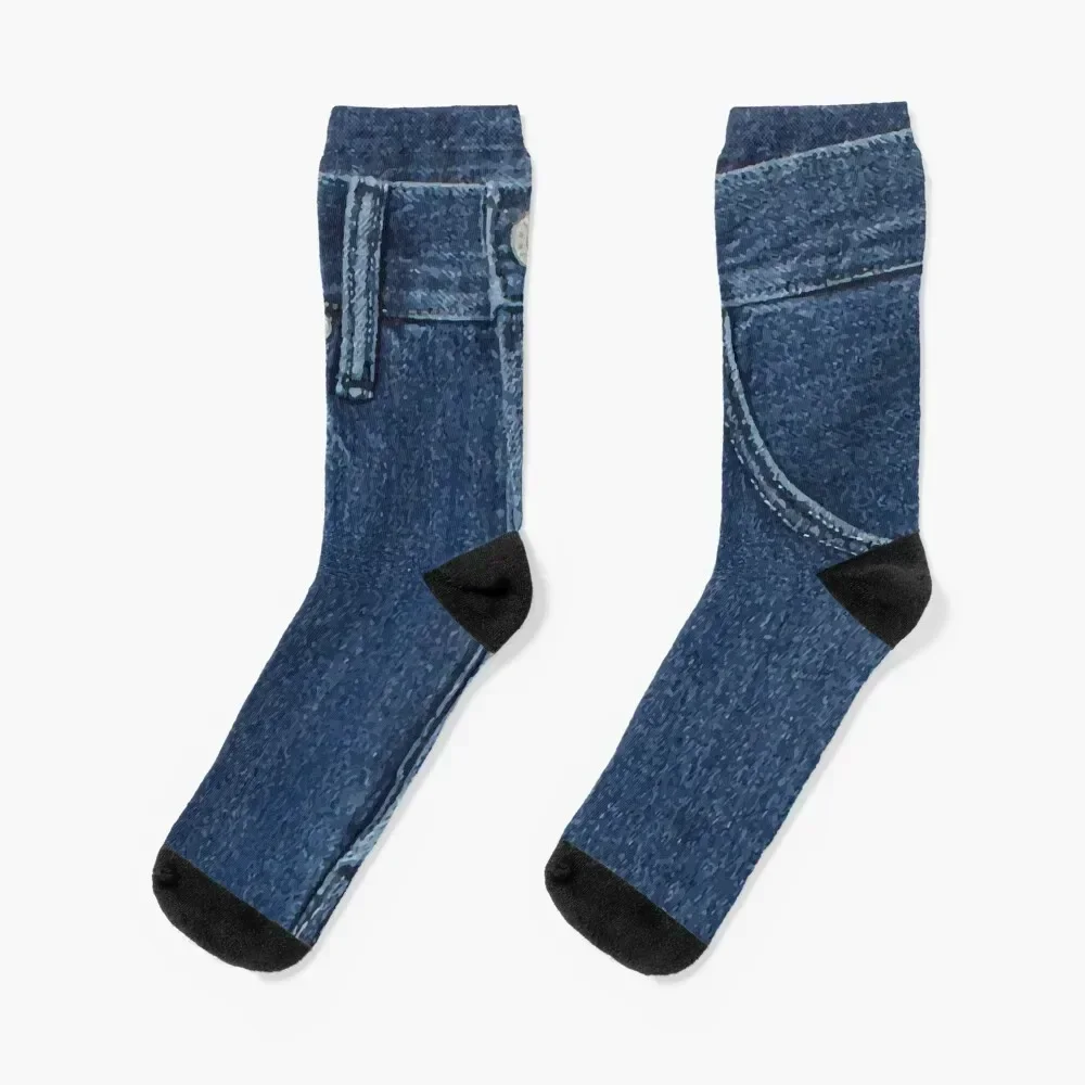 

Blue denim classic jeans texture Socks Christmas snow warm winter happy Men's Socks Luxury Women's