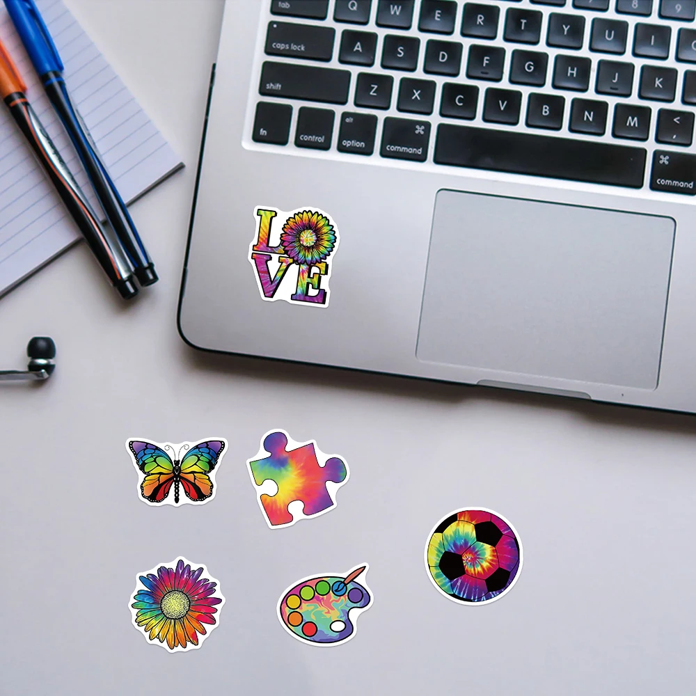 ملصقات ملونة بربطة ألوان قوس قزح ، شارات فنية جرافيتي ، سجل قصاصات لاب توب ، حقيبة سفر ، ملصق ديكور للهاتف ، لعبة أطفال ، 50 *