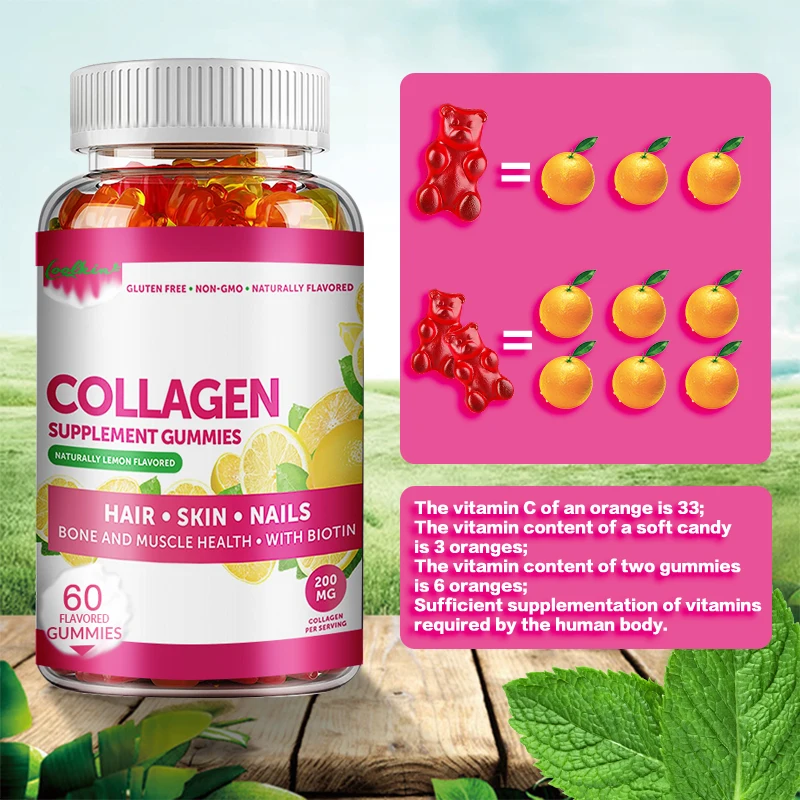 Collagen Gummies with Biotin, Zinc, Vitamins C & E - Collagen Supplement