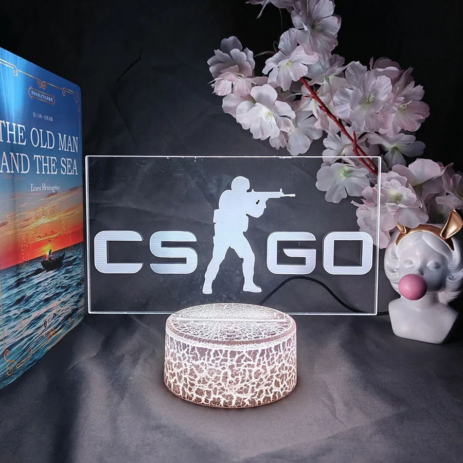 CS GO LOGO Nightlight 7 Color Changing Counter-Strike Game Mood Lamp Christmas Gift for Gamers Streaming Backlight Atmosphere
