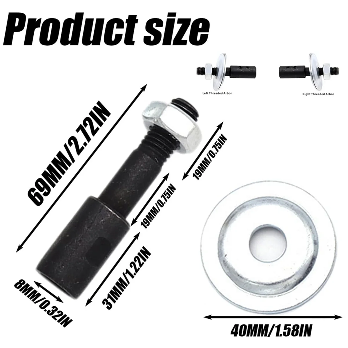 

A002 2 Pack Shaft Arbor Extender, Bench Grinder Extension Shaft, 8 mm to 10 mm Motor Arbor Adapter Threaded Shaft Backing Kit
