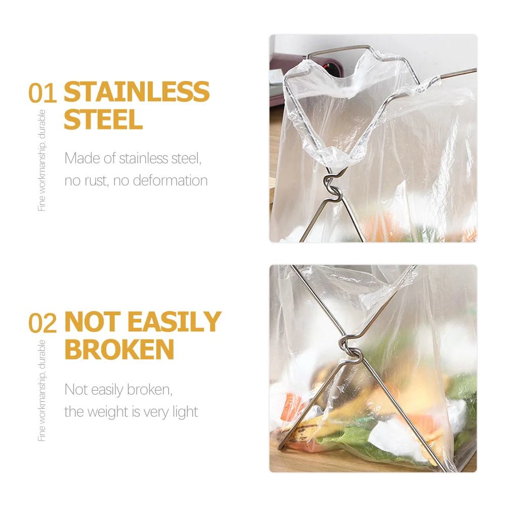 

2Pcs Stainless Steel Trash Bag Holder Hanging Garbage Bag Rack Kitchen Wall Mounted Garbage Storage Holder Trash Storage Rack