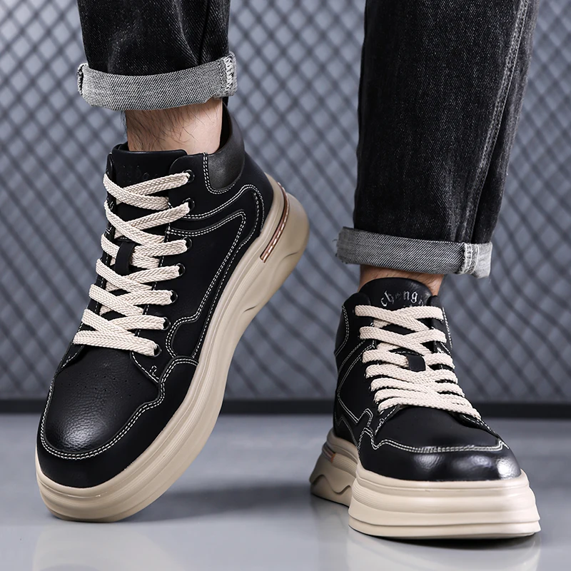 

Mens Casual Sneakers Comfortable Soft Bottom Male Trainers Fashion Classic Non-slip Lace-up Tennis Shoes Sport Shoes Man Leather