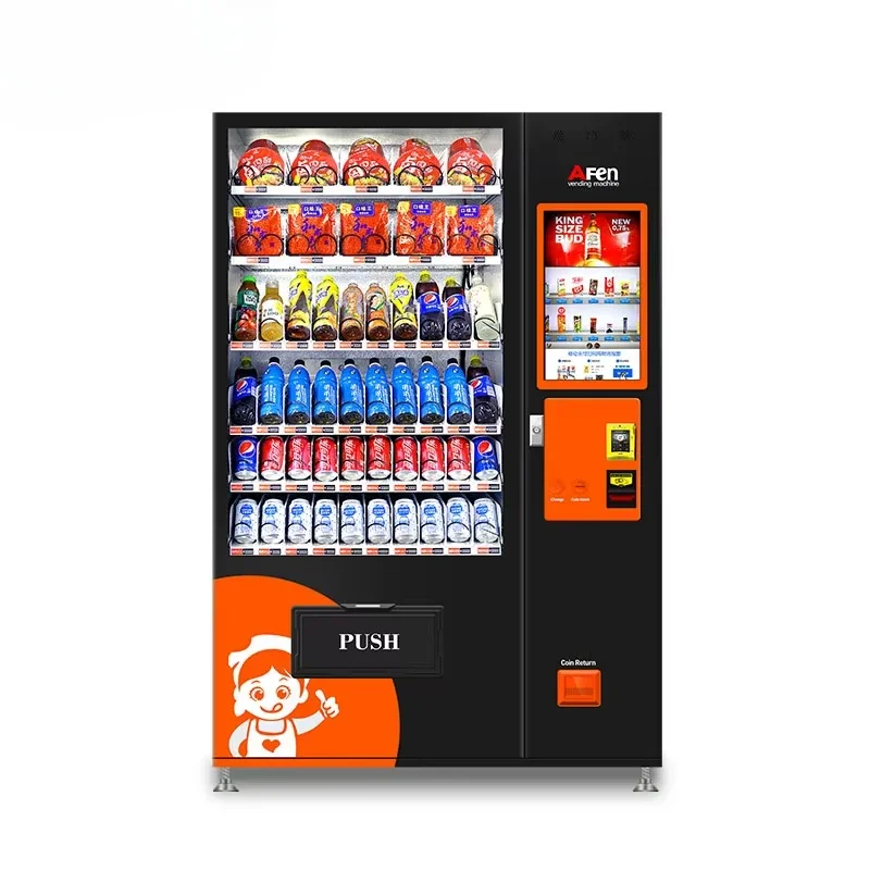 24 Hours Advertising Screen Vending Machine  Combination Snack Drinks Vending Machine  With Card Reader