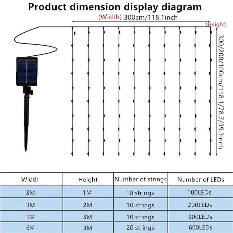 في الهواء الطلق ستارة تعمل بالطاقة الشمسية LED سلسلة أضواء السنة الجديدة عيد الميلاد المشهد ديكور فناء جو ضوء عطلة حديقة الخفيفة
