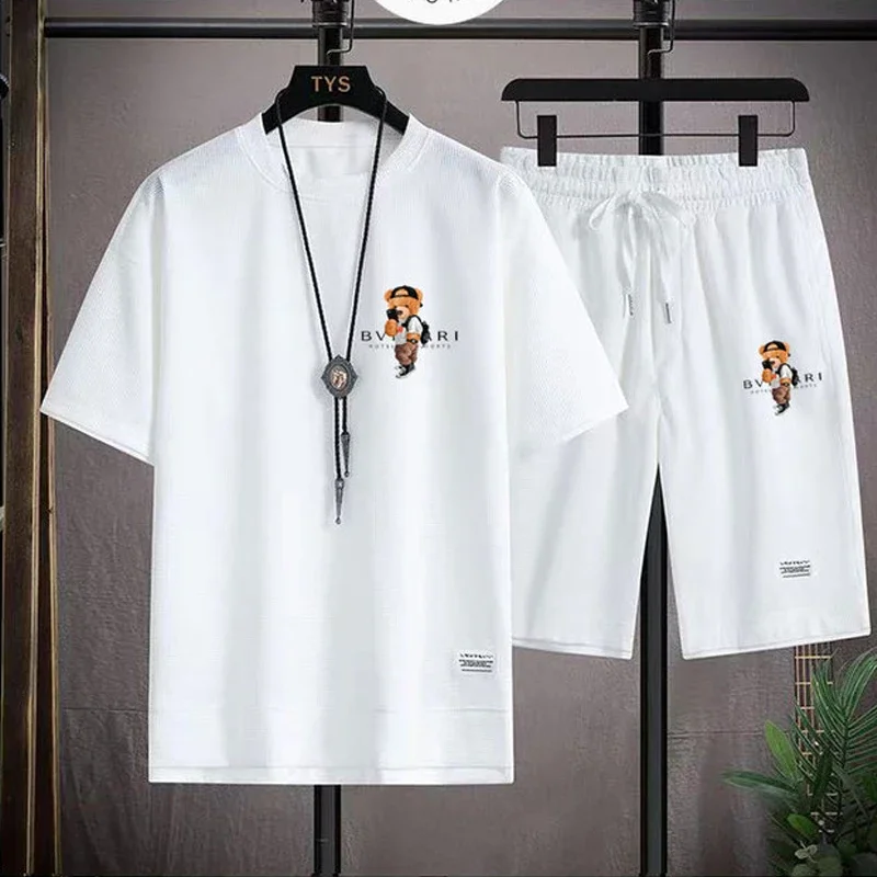 2026 Summer New Men's Leisure Fashion Breathable Quick-Drying Loose Short-Sleeve T-Shirt and Shorts Sports Two-Piece Set view 6