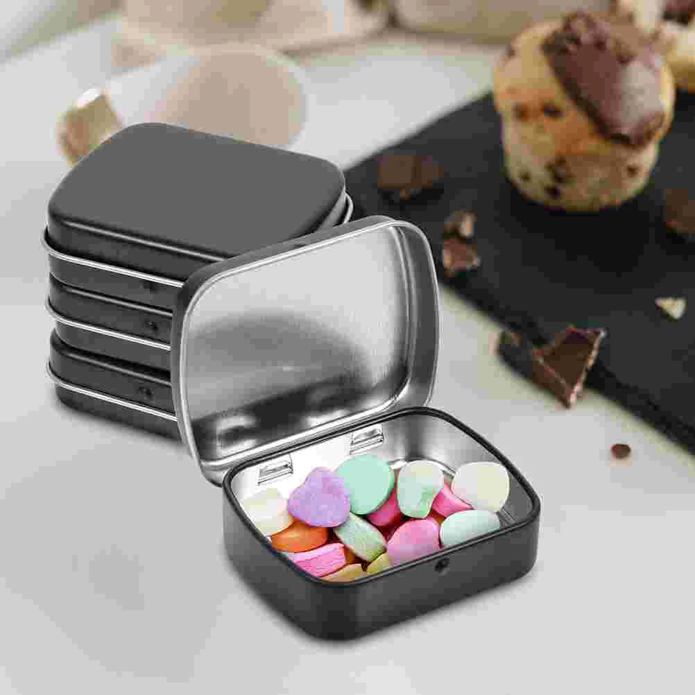 5 Pcs Food Containers with Lids Candy Storage Box Iron Boxes Cases Organizer Sample Small Objects Silver Holder Travel