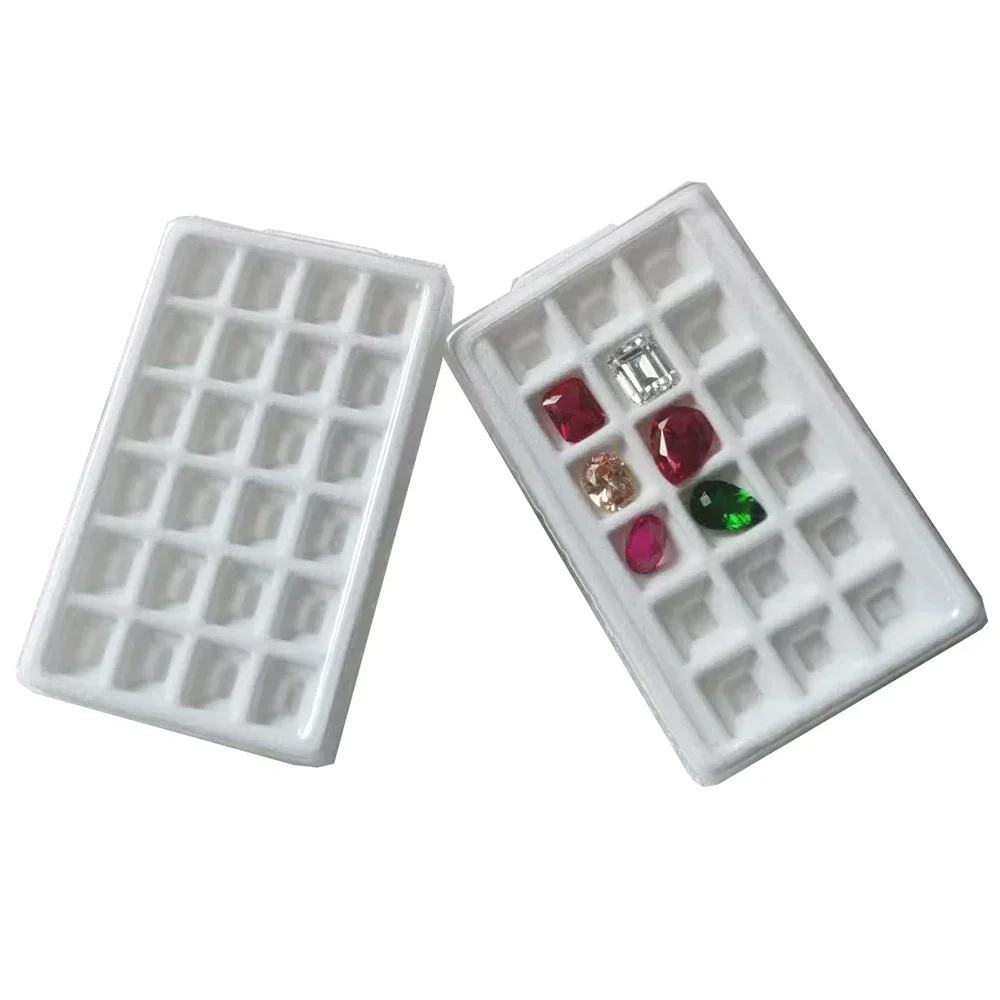 8-10mm Diamond Jewelry Storage Box 18/24Grids Gems Display Case 10Pcs Gemstone Packaging Organizer Box Clear Diamond Cover Tray