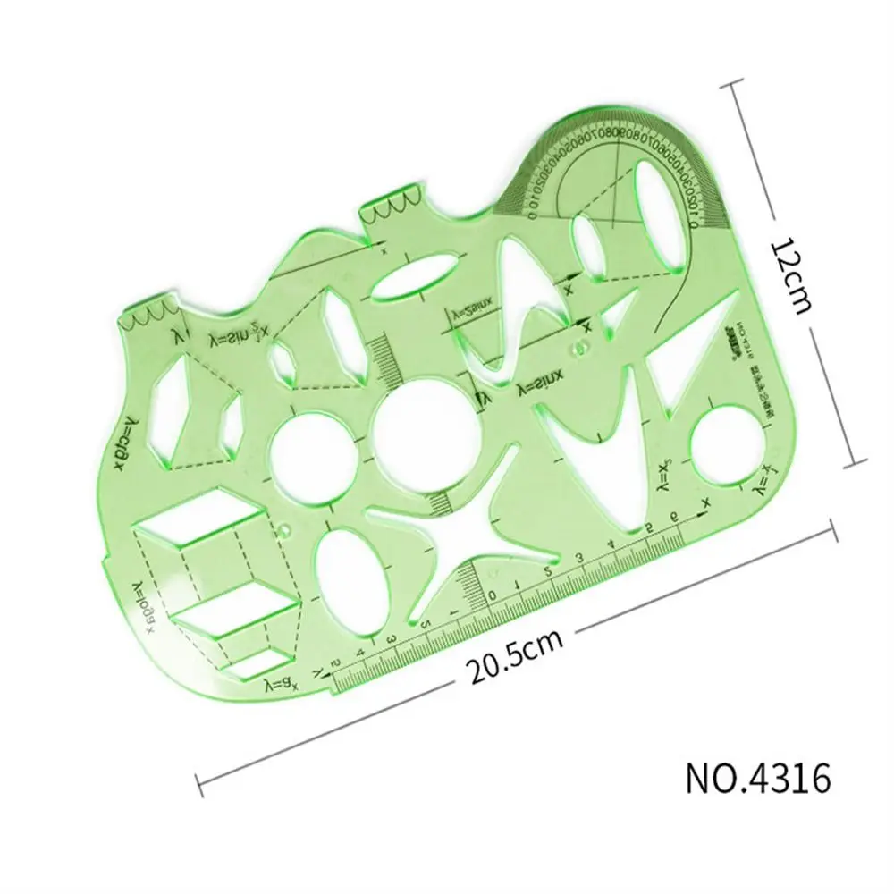 Stationery Office Supplies Circles Green Oval Multi Shaped Drawing Ruler Template Ruler Curve Ruler Geometric Ruler