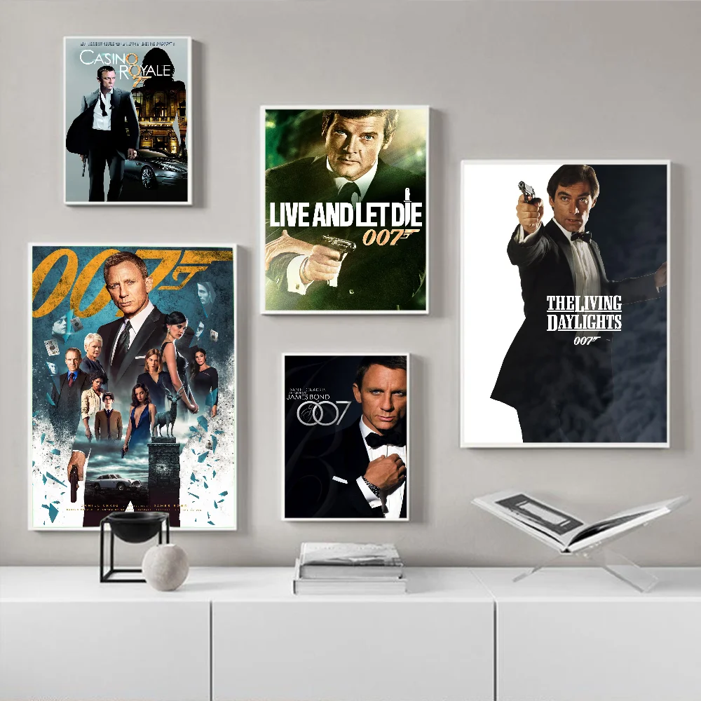 Movie James B-bonds 007 Poster Sticky HD Quality Wall Art Retro Posters for Home Kawaii Room Decor