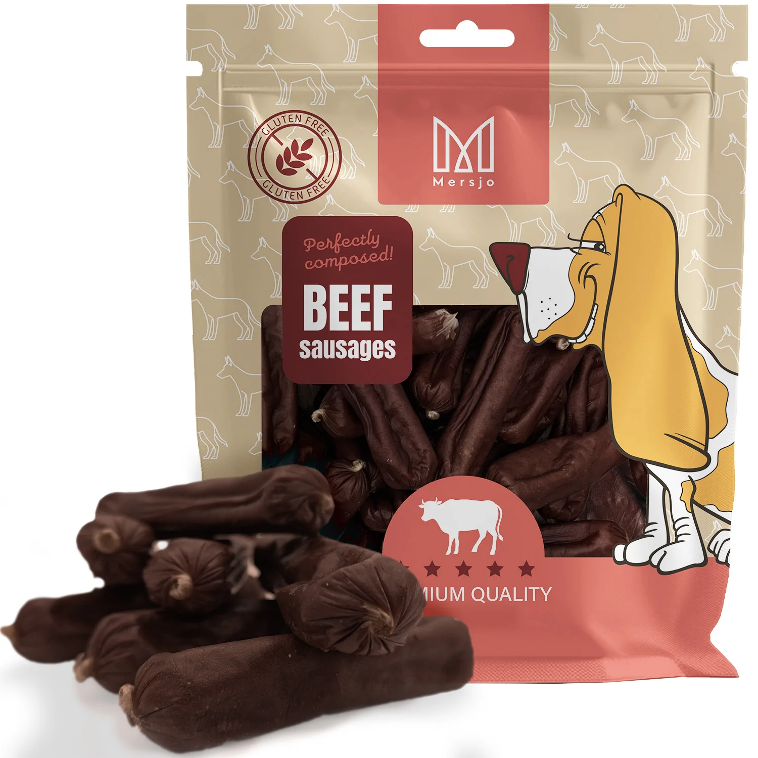 Salchichas de ternera, delicia natural para perro, Mersjo, 500g