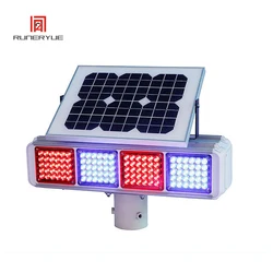 Four Sides Solar Traffic Flashing Warning Light Strobe Beacon Solar Warning Flashing Light