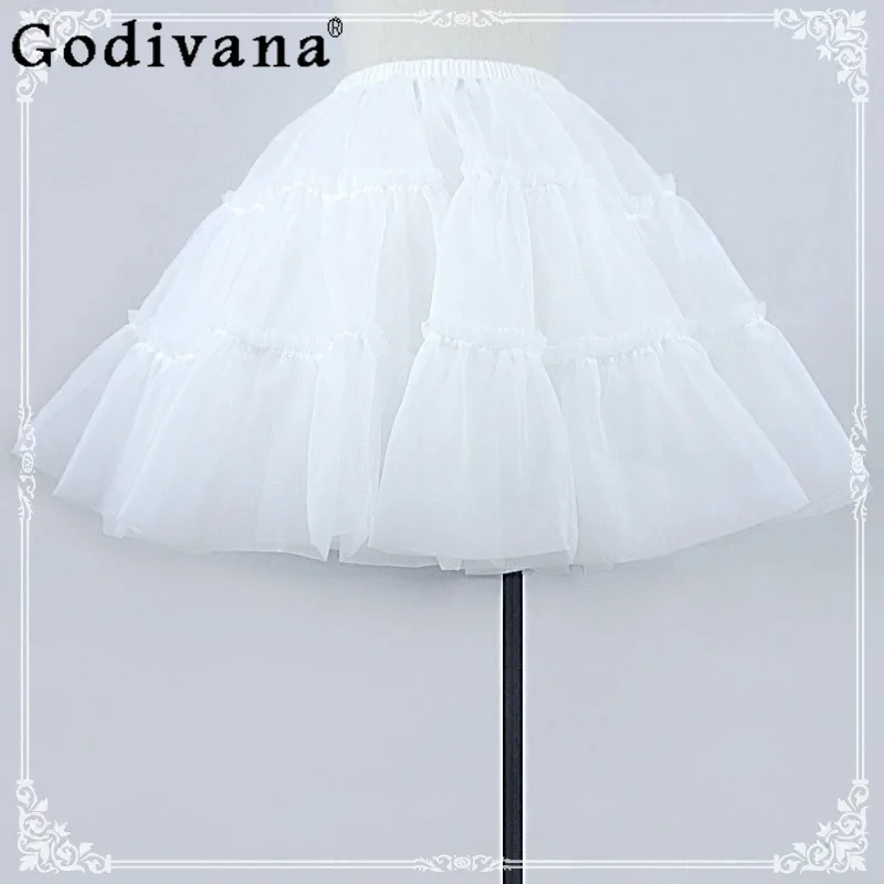 Japanese Lolita White Underskirt Women High Waist Wedding Underskirts Girl Y2k Elegant All-Match Cosplay Ball Gown Mini Skirts