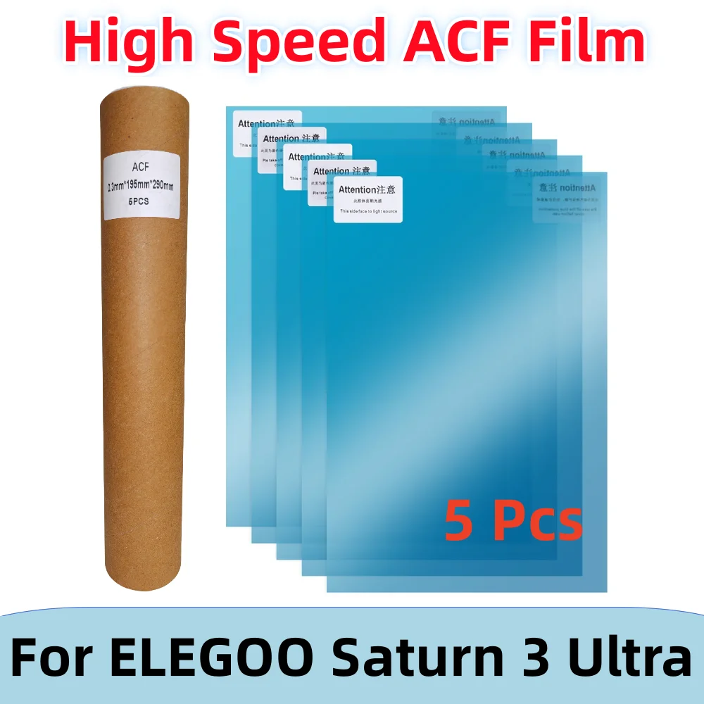 

5Pcs ACF Film 10 Inch 290*195mm for Saturn 3 Ultra Saturn 4 Ultra 12K 0.3mm UV Resin 3D Printers Release Films ACF Sheet LCD SLA