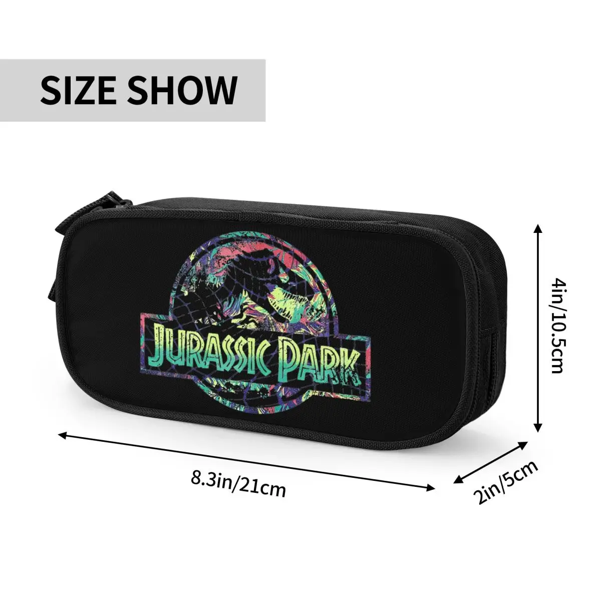 Jurassic Park Distressed Dino Movie Logo Pencil Case Pen Holder Bag Student Large Storage Office Zipper Pencil Box