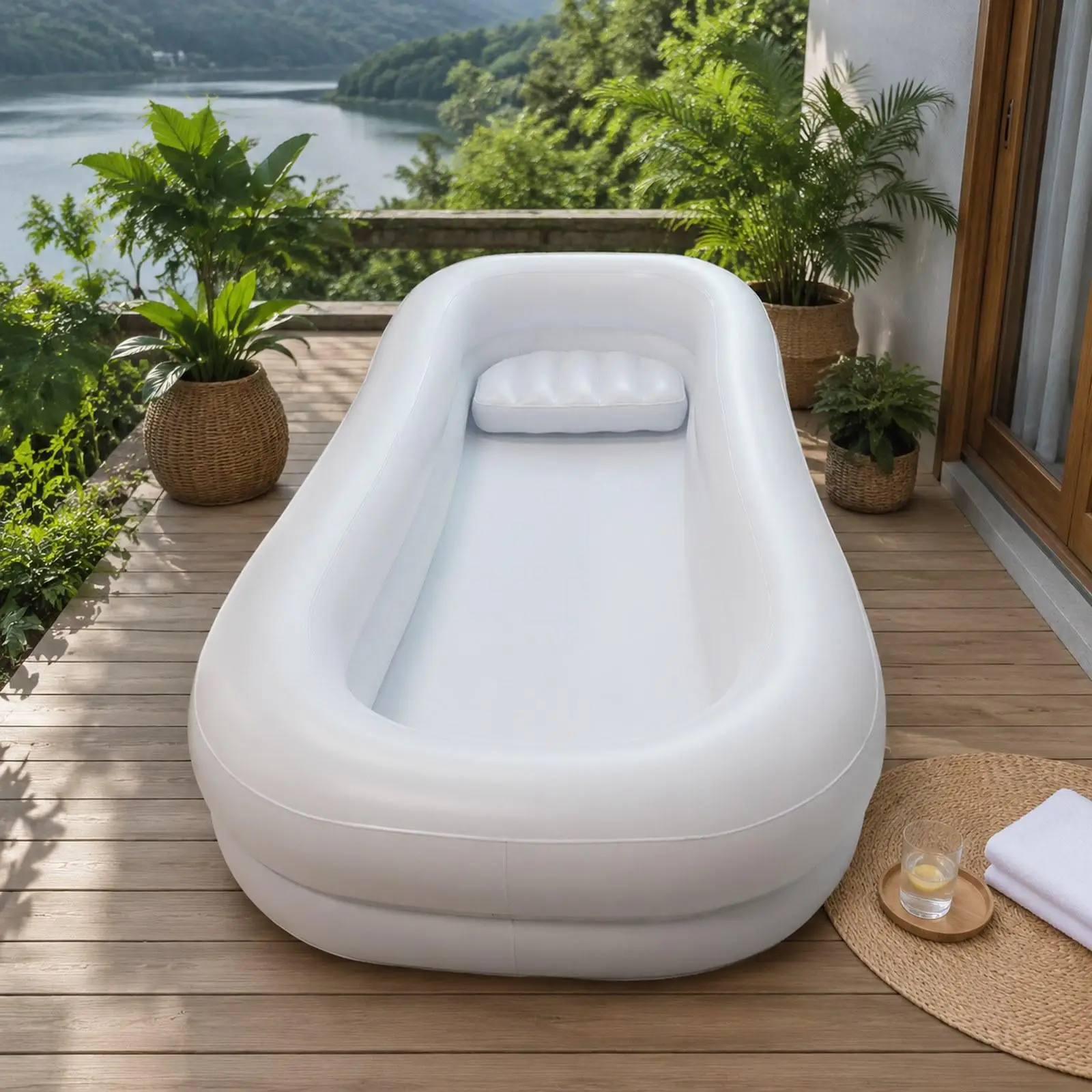Inflatable Bathtub Bedside Shower Bathtub Quick Inflation and Deflation Foldable Practical Comfort Portable Bedside Bath Tub