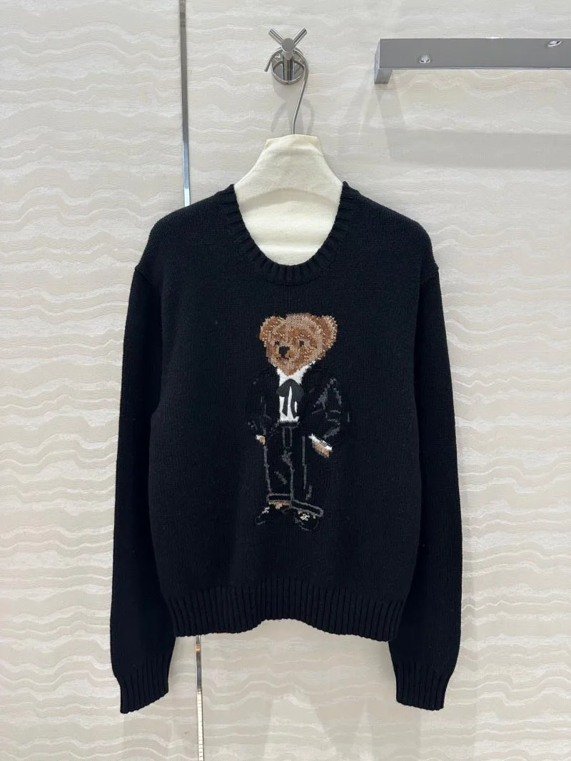 2024 Autumn/Winter New Women\'s Sweater Fashion Exquisite Cartoon Wearing Jacket Teddy Bear Cashmere Wool Pullover