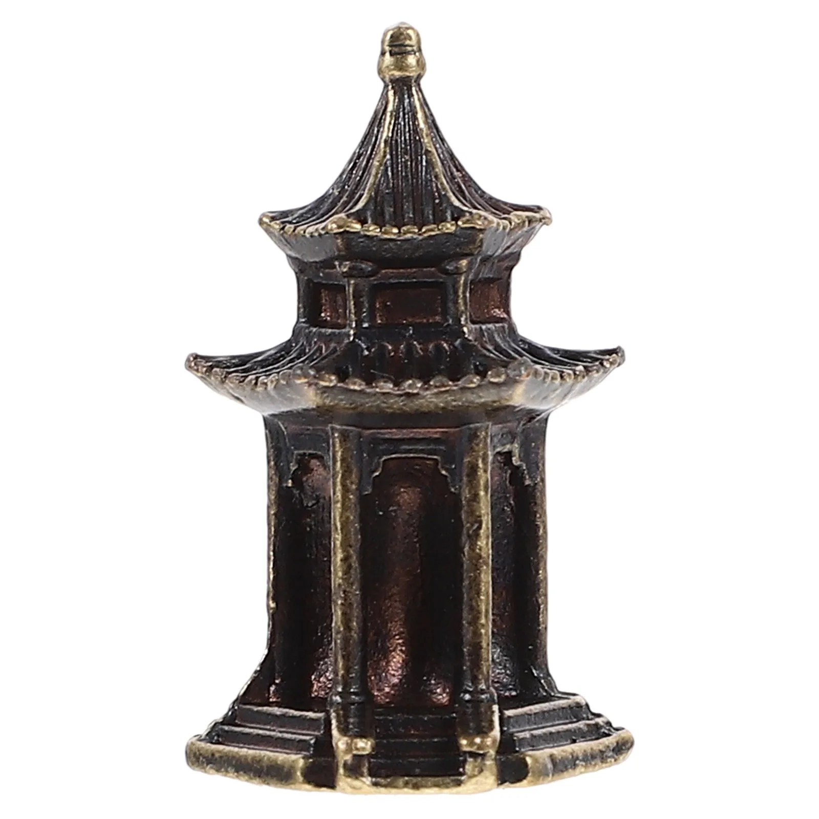 

Micro L Pavilion Statue Miniature Garden Decor Copper Alloy Zen Tabletop nament Fish Tank Bonsai Home Desktop naments Non