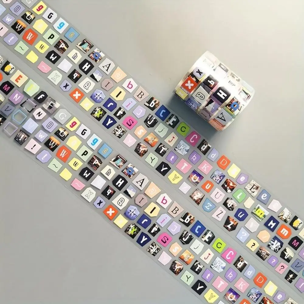 Magazine Collage English Phrase Tape Stickers Vintage Waterproof Washi Tape Stickers Self Adhesive Easy to Tear