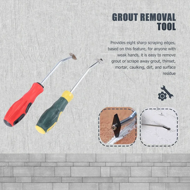 4Pcs Grout Removal Tool, Caulking Removal Tool, Grout Cleaner, Scraper, Scrubber Brush, Tile Joint Cleaning Brush