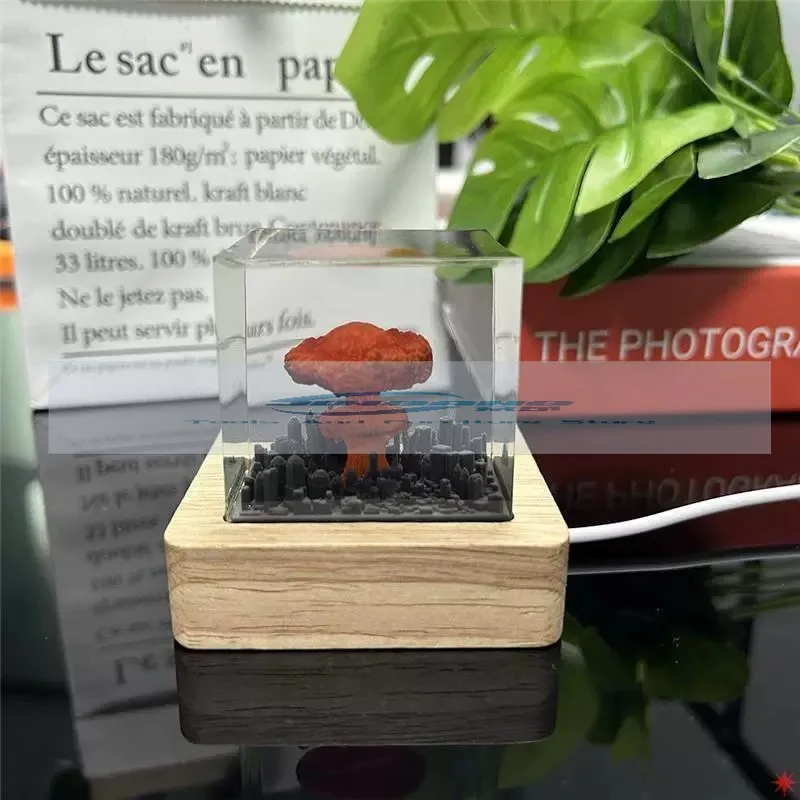 هيروشيما الحب ضوء الليل اليدوية الراتنج الذرية قنبلة الهيدروجين قنبلة انفجار الفطر سحابة زخرفة هدية حلية