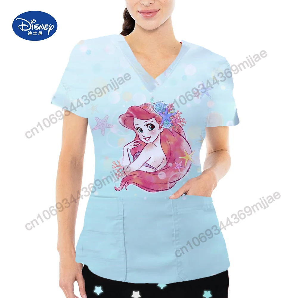 Disney Pocket V-Neck Japanese Y2k T Shirt for Women Summer Blouses for Women 2023 Aesthetic Women's Blouses Traf 2023 Woman Yk2