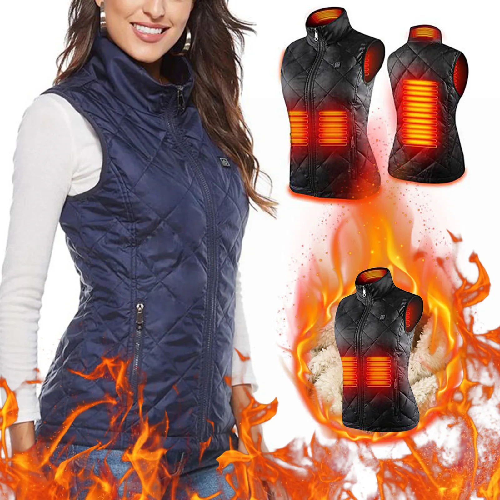 Heated Vest Women Usb Heated Jacket Heating Vest Thermal Clothing Hunting Vest Winter Heating Jacket Black Down Vest For Women