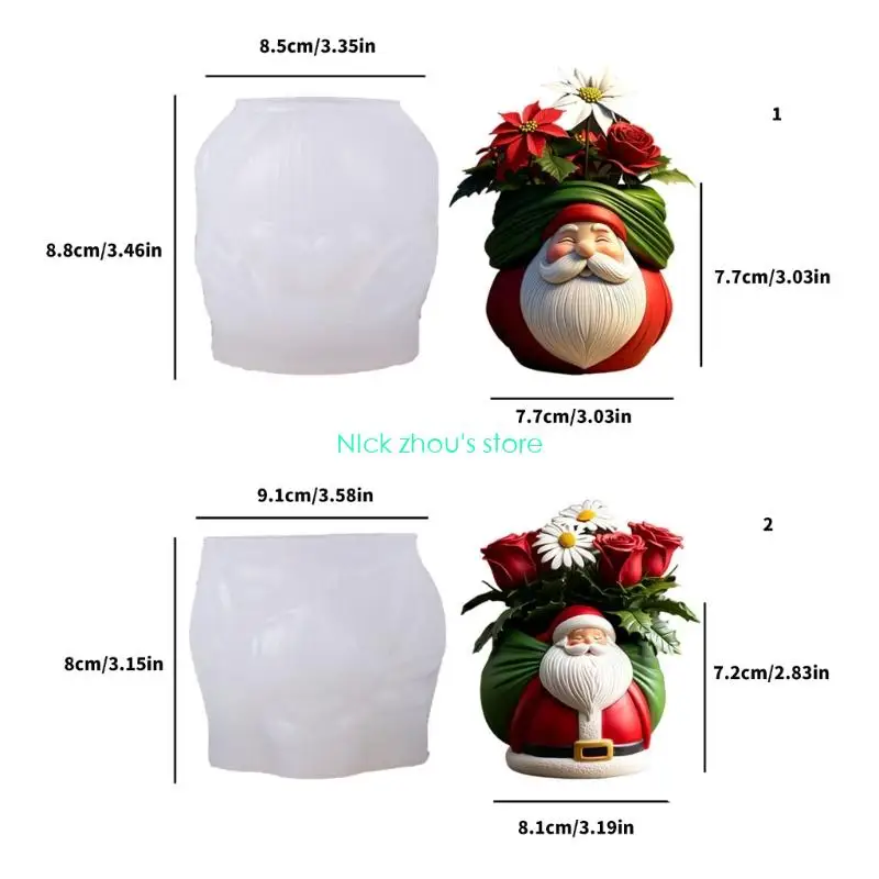 E15E قالب سيليكون سانتا زارع متعدد الأغراض حرفة أسمنتية وديكور عصاري