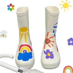 New cartoon kids flower Rain Boots Student Rain Boots Children's Fashion Shoes Non-Slip Short shoes
