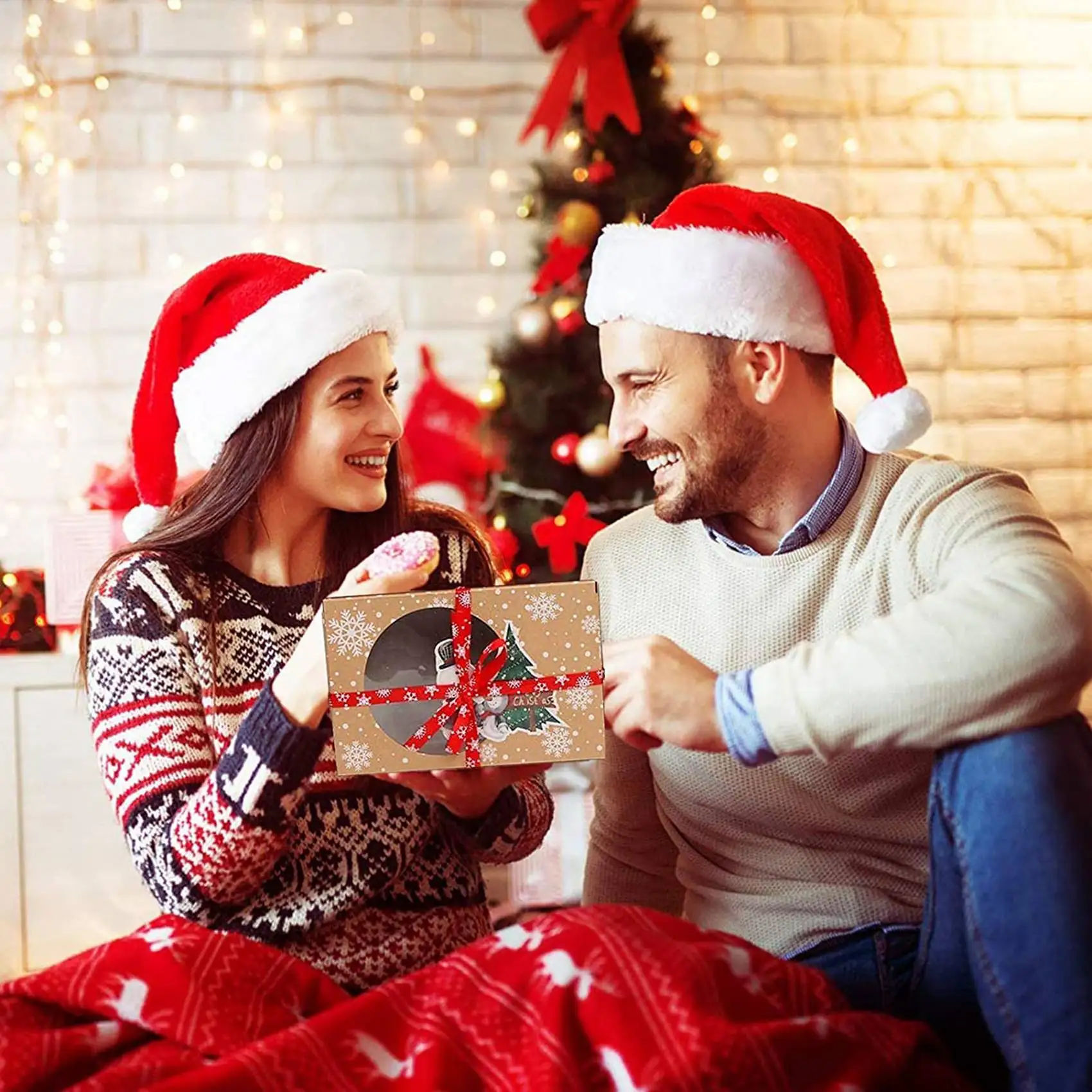 

Lively-24 шт., рождественская коробка для печенья, пищевая безопасная коробка для выпечки из крафт-бумаги для упаковки тортов, выпечки, набор для рождественских вечеринок