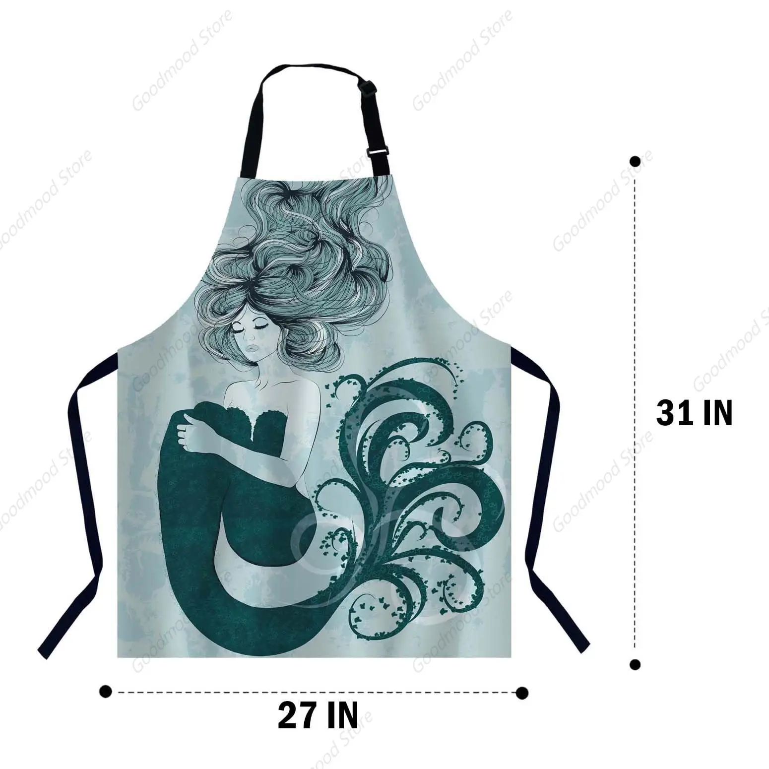 Long Hair Apron for Women Men, Adjustable Cooking Kitchen Chef Apron for Kitchen, Baking Gardening BBQ, Coffee House, Restaurant