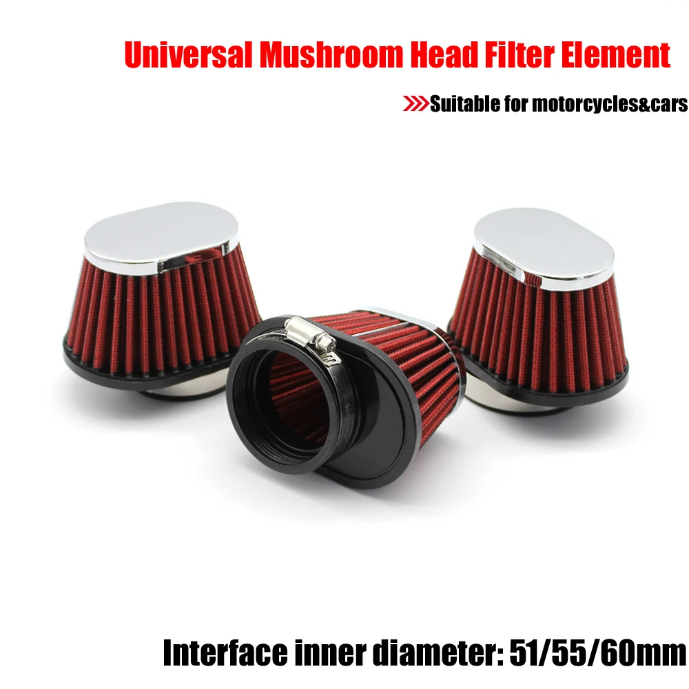 

51/55/60Mm Air Filter Automotive Motorcycle Exhaust Gas Filter Mushroom Head Mushroom Head