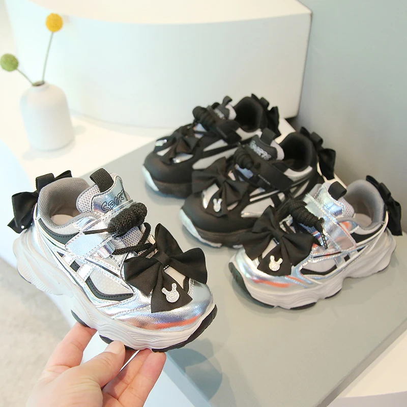 Kids Running Shoes Girls School Autumn Rhinestone Casual Sports Shoes Non Slip Stripes Basketball Shoes Sneakers Comfort