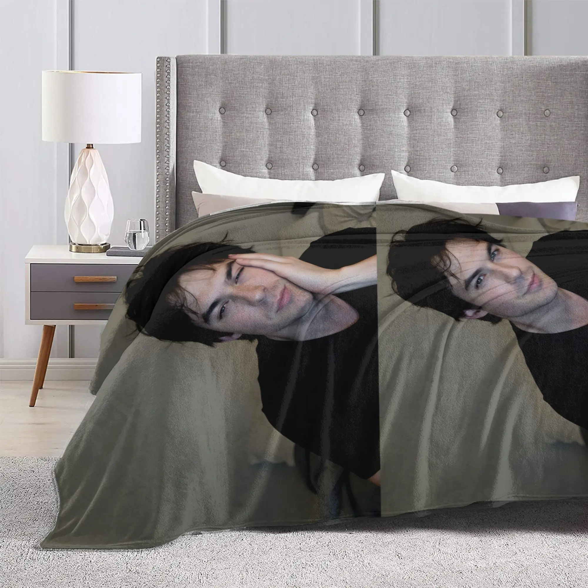 Damon Salvatore The Vampire Diaries  Soft Warm Blanket  Boy Girl Plush Throw Couch Chair Flannel Bedspread Sofa Bed Cover