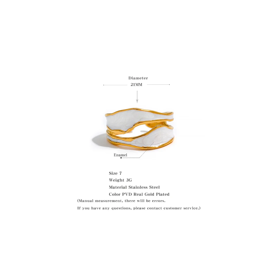 Yhpup Fashion White Enamel Creative Irregular 316 Stainless Steel Open Ring Waterproof Women Jewelry Stylish Charm Bijoux New