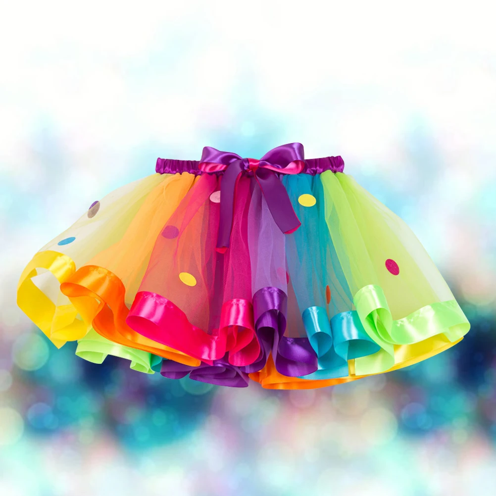 

Rainbow Princess Dress Net Skirt Tutu Summer Tulle Midiskirt for Kids Girl Child