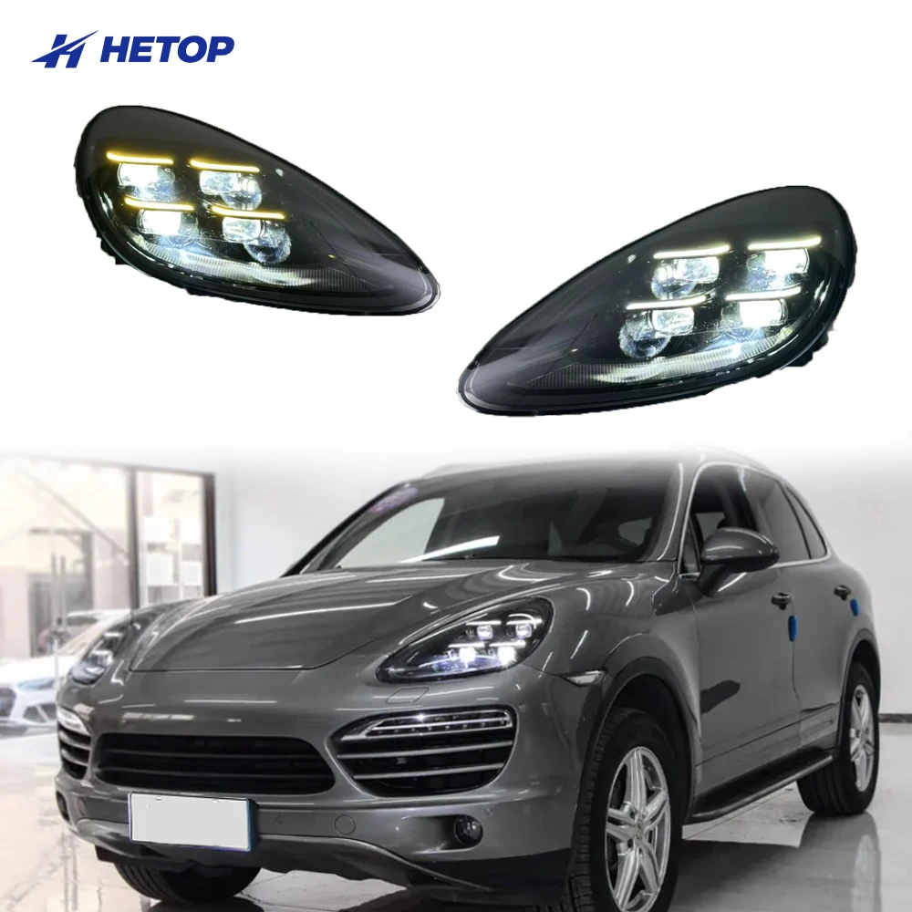 

HETOP for Cayenne 958.1 2011-2014 Dual Color Headlight LED Front Lamp High-quality Plug and Play DRL for Porsche