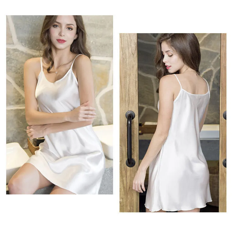 Lingerie Sexy Ice Silk Condole Belt Nightgown Adult Sex Appeal Fashion Simulation Silk Home Sleeping Dress Women Sleepwear